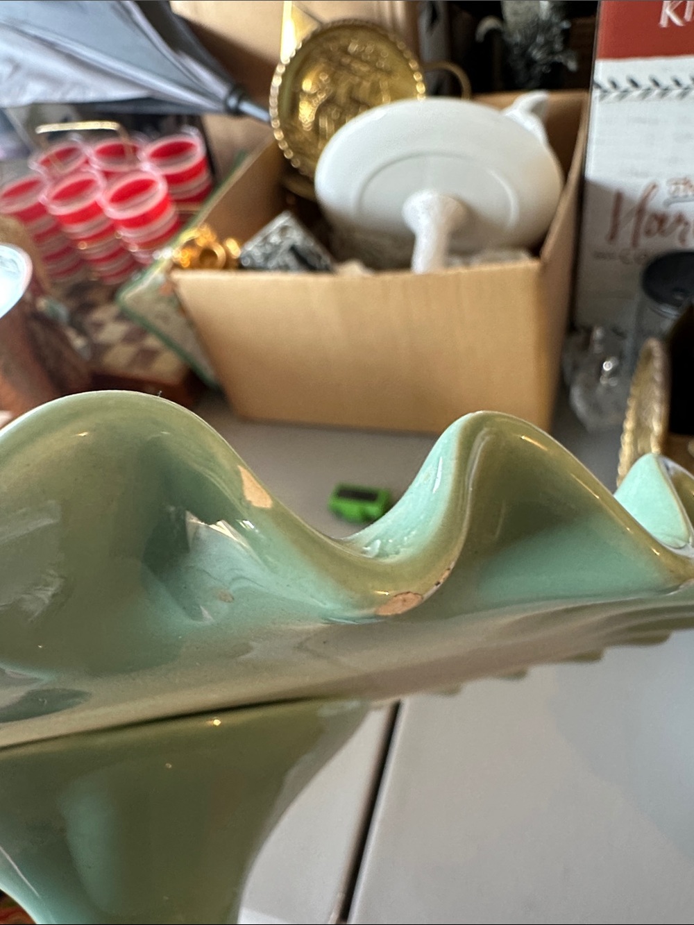 Turquoise Ruffled Ceramic Serving Platter - Home Kitchen - Picture 4 of 4